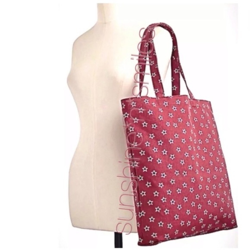 J.Crew STARS Reusable Market Shopper Carryall Lined Tote Bag RED / BLUE / WHITE